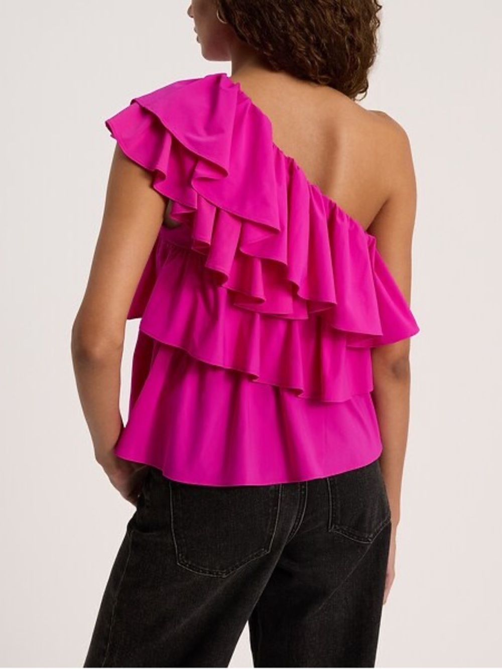 NWT Express Neon Berry Layered Ruffle One Shoulder Tank Top XL - Picture 4 of 8